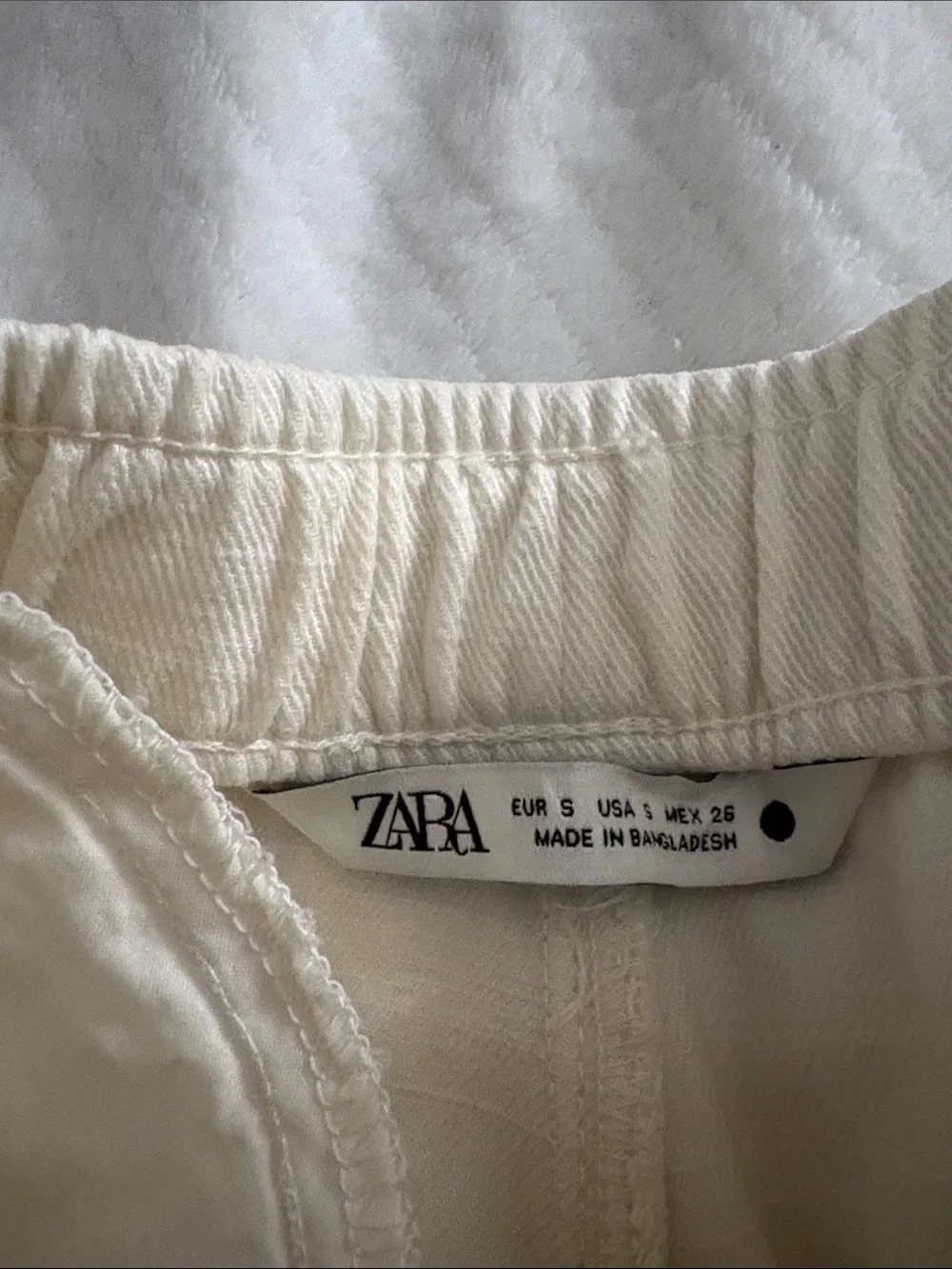 Zara Off-White Wide-Leg Elastic-Waist Trousers